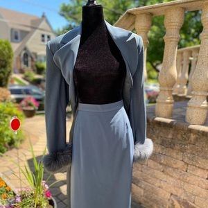 Vintage faux fur cuff coat and skirt set